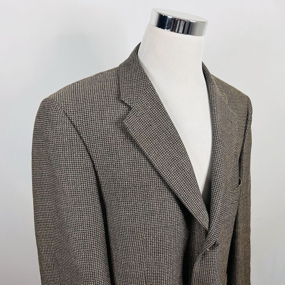Talbots Mens 46R Sport Coat 100% Wool Gold Knit Three Button Fully Lined Formal